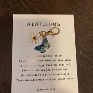 A Little Hug Blue & White Butterfly Charm Key Clip
